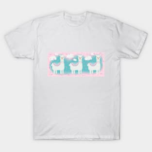 Cute Pink and Mint Llama with Gifts T-Shirt